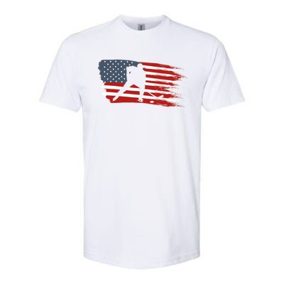 Hockey Usa Flag American Flag Patriotic Ice Hockey Gift Softstyle CVC T-Shirt