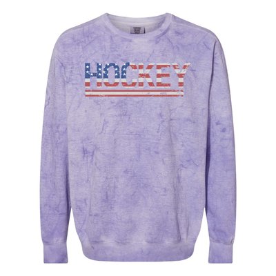 Hockey Usa Flag Cool Gift Colorblast Crewneck Sweatshirt