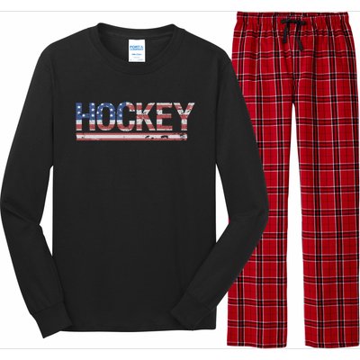 Hockey Usa Flag Cool Gift Long Sleeve Pajama Set