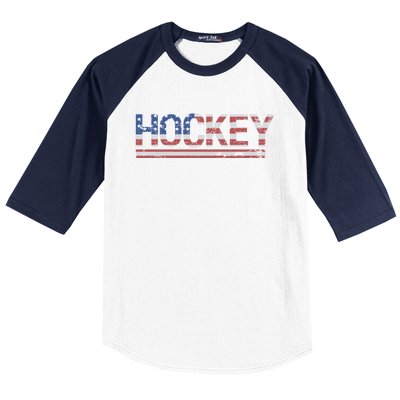 Hockey Usa Flag Cool Gift Baseball Sleeve Shirt