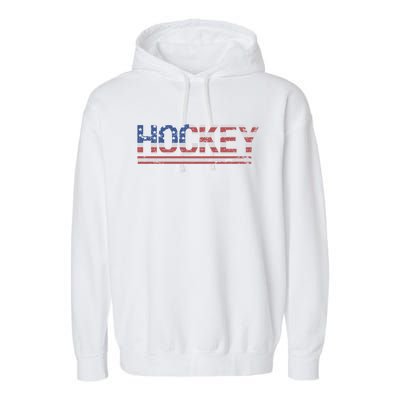 Hockey Usa Flag Cool Gift Garment-Dyed Fleece Hoodie