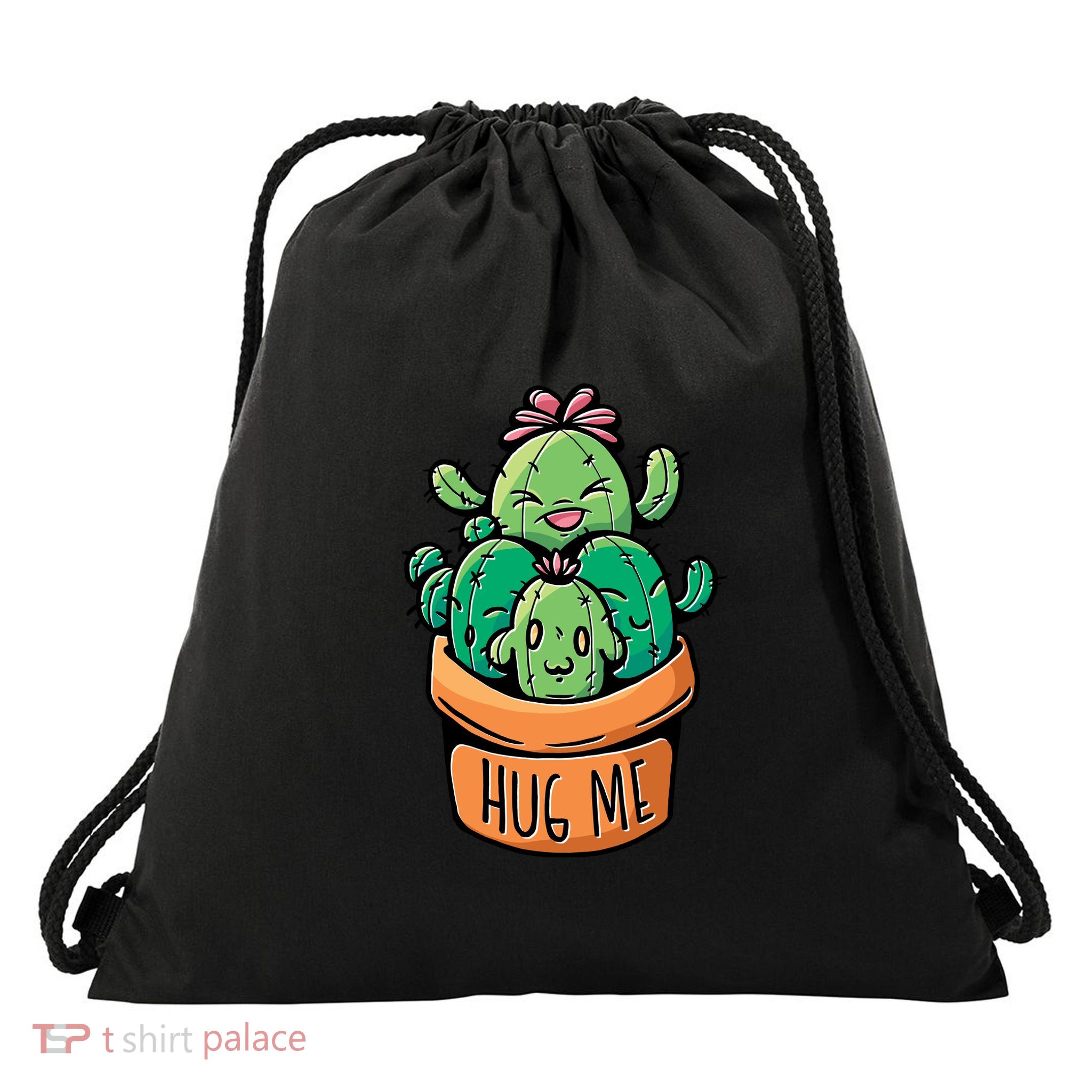 Hug Me Cactus Drawstring Bag