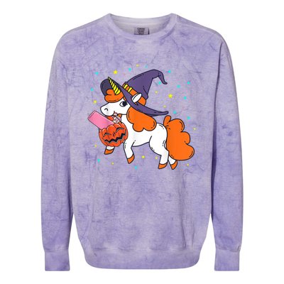 Halloween Unicorn Girls Witchy Unicorn Halloween Colorblast Crewneck Sweatshirt