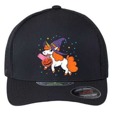 Halloween Unicorn Girls Witchy Unicorn Halloween Flexfit Unipanel Trucker Cap