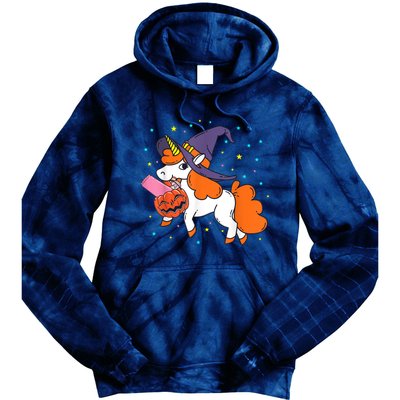 Halloween Unicorn Girls Witchy Unicorn Halloween Tie Dye Hoodie