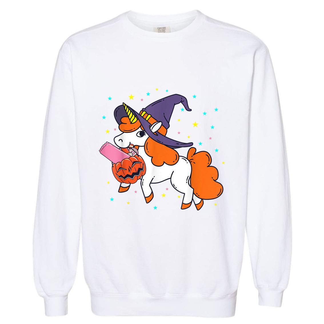 Halloween Unicorn Girls Witchy Unicorn Halloween Garment-Dyed Sweatshirt