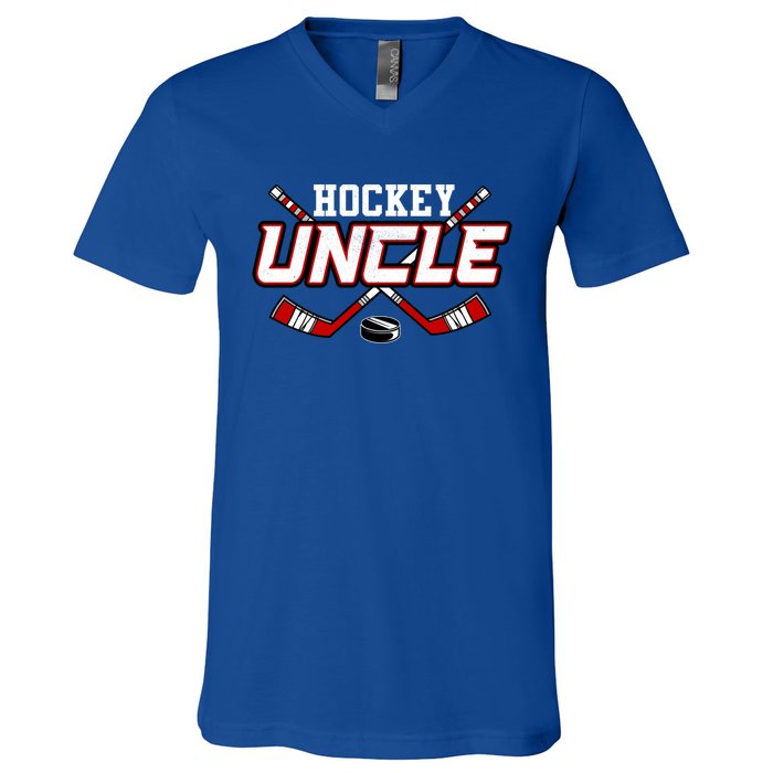 Hockey Uncle Gift Papa FatherS Day Vintage Cute Gift V-Neck T-Shirt