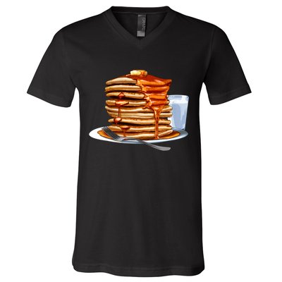 Huge Pancake Stack V-Neck T-Shirt