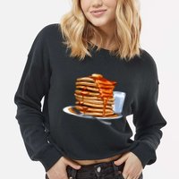 Huge Pancake Stack Cropped Pullover Crew
