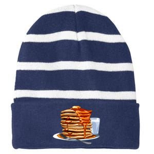 Huge Pancake Stack Striped Beanie with Solid Band