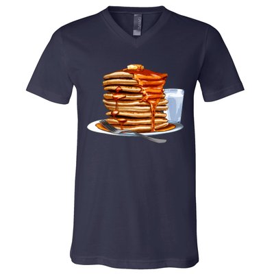 Huge Pancake Stack V-Neck T-Shirt