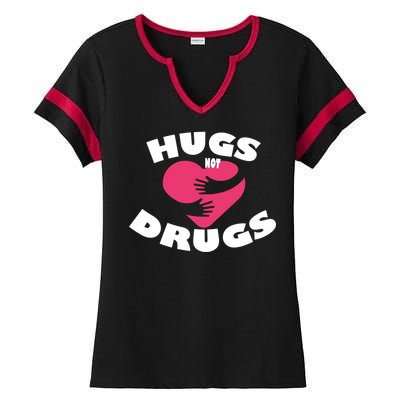 Hugs Not Drugs Ladies Halftime Notch Neck Tee