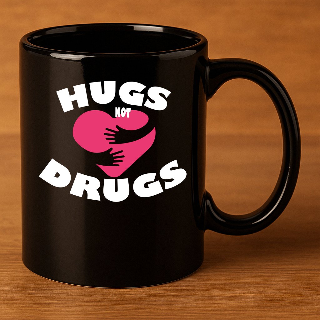 Hugs Not Drugs 11oz C Handle Ceramic Mug