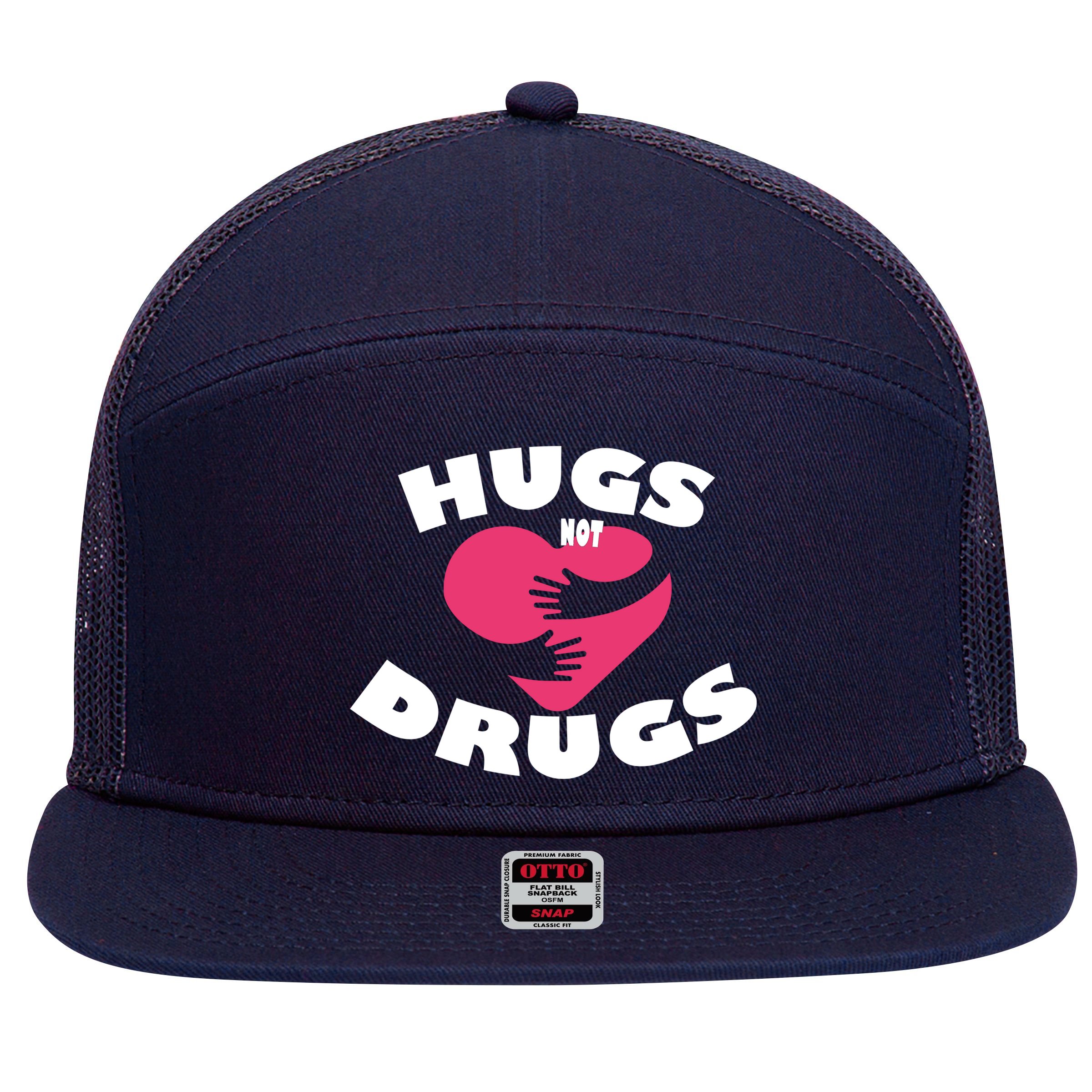 Hugs Not Drugs 7 Panel Mesh Trucker Snapback Hat