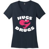 Hugs Not Drugs Women's V-Neck T-Shirt