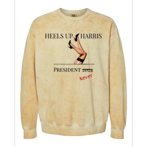 Heels Up Harris President 2024 Never Colorblast Crewneck Sweatshirt