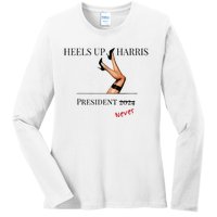 Heels Up Harris President 2024 Never Ladies Long Sleeve Shirt