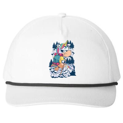 Hiking Unicorn Snapback Five-Panel Rope Hat