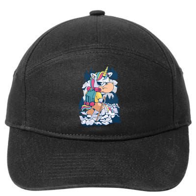 Hiking Unicorn 7-Panel Snapback Hat