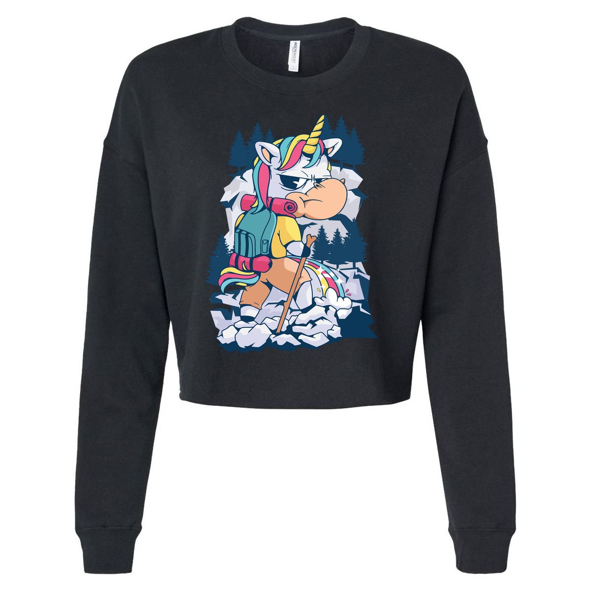 Hiking Unicorn Cropped Pullover Crew