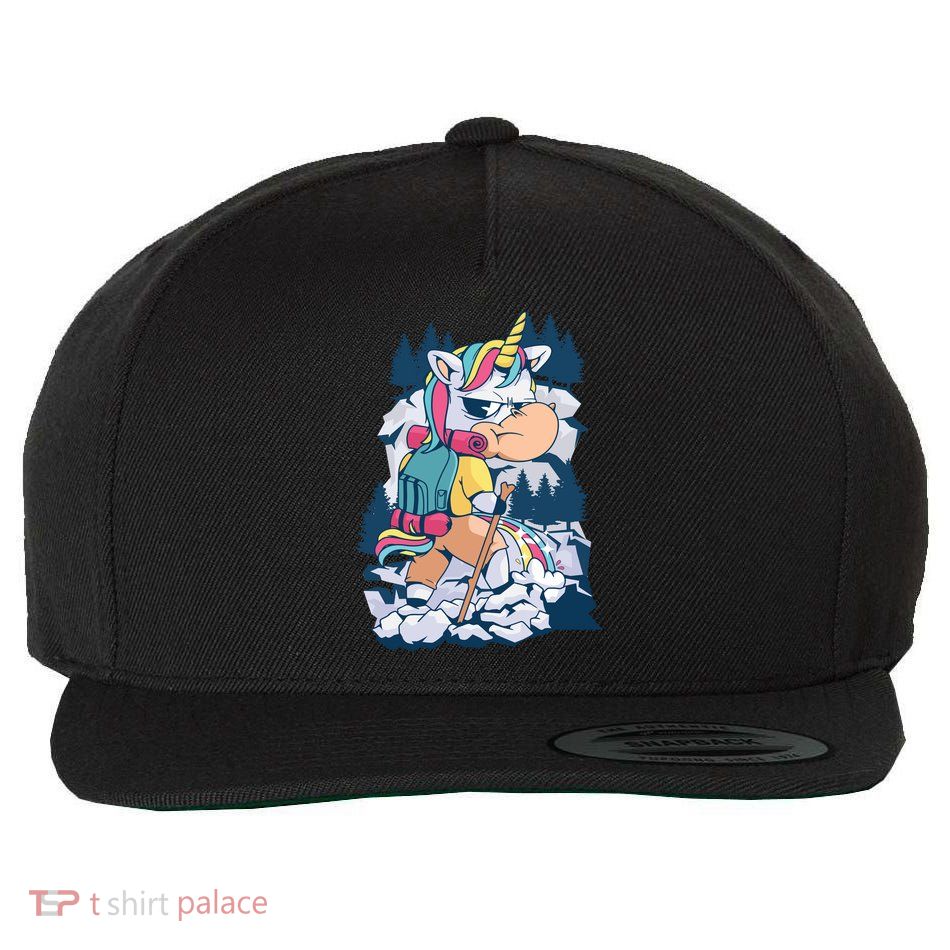 Hiking Unicorn Wool Snapback Cap