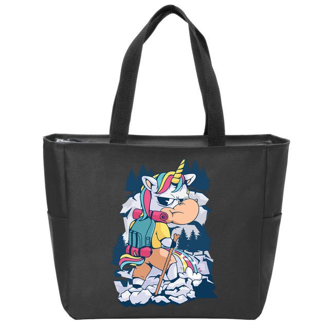 Hiking Unicorn Zip Tote Bag