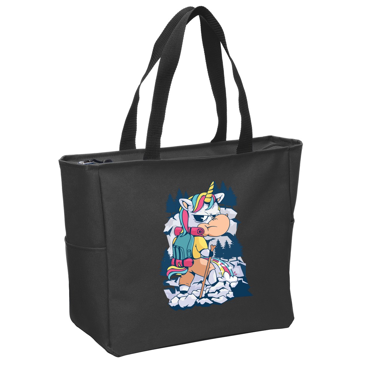 Hiking Unicorn Zip Tote Bag