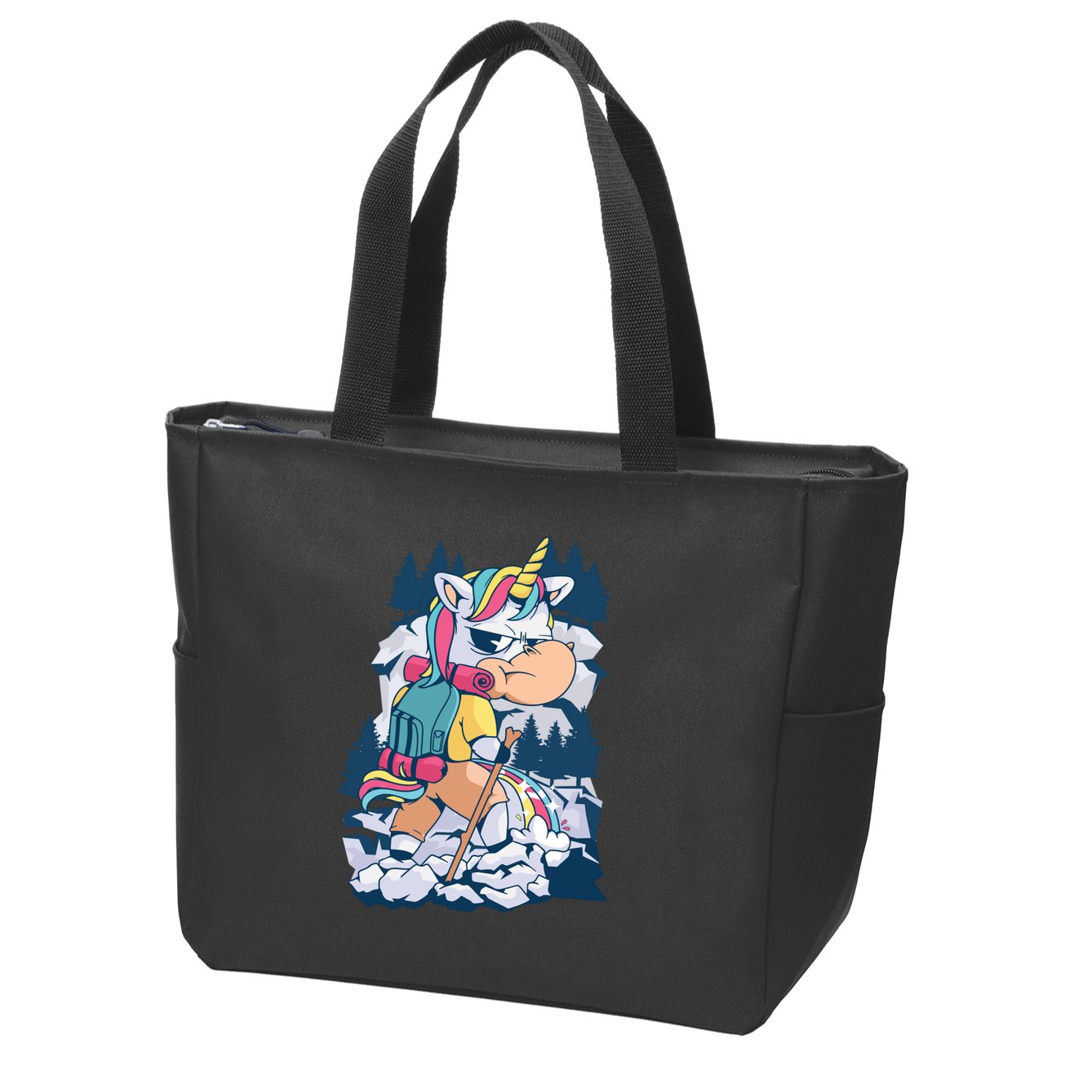 Hiking Unicorn Zip Tote Bag