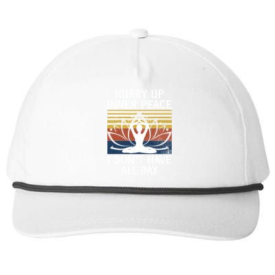 Hurry Up Inner Peace I Dont Have All Day Yoga Gift Medita Gift Snapback Five-Panel Rope Hat