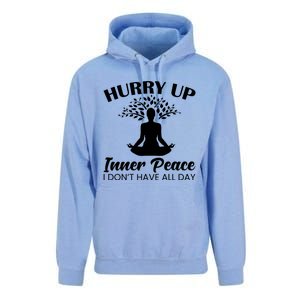 Hurry Up Inner Peace Yoga Cute Gift Unisex Surf Hoodie