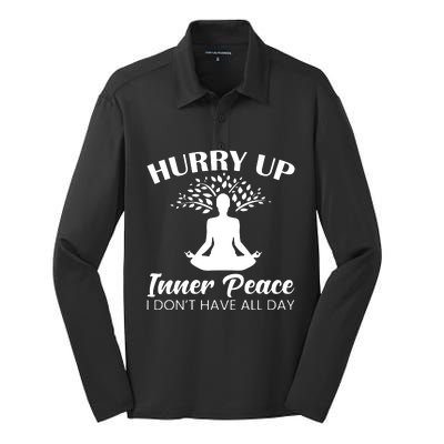 Hurry Up Inner Peace Silk Touch Performance Long Sleeve Polo