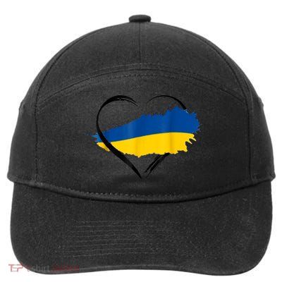 Heart Ukraine I Stand With Ukraine Ukrainian Flag Gift 7-Panel Snapback Hat