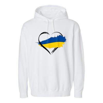 Heart Ukraine I Stand With Ukraine Ukrainian Flag Gift Garment-Dyed Fleece Hoodie