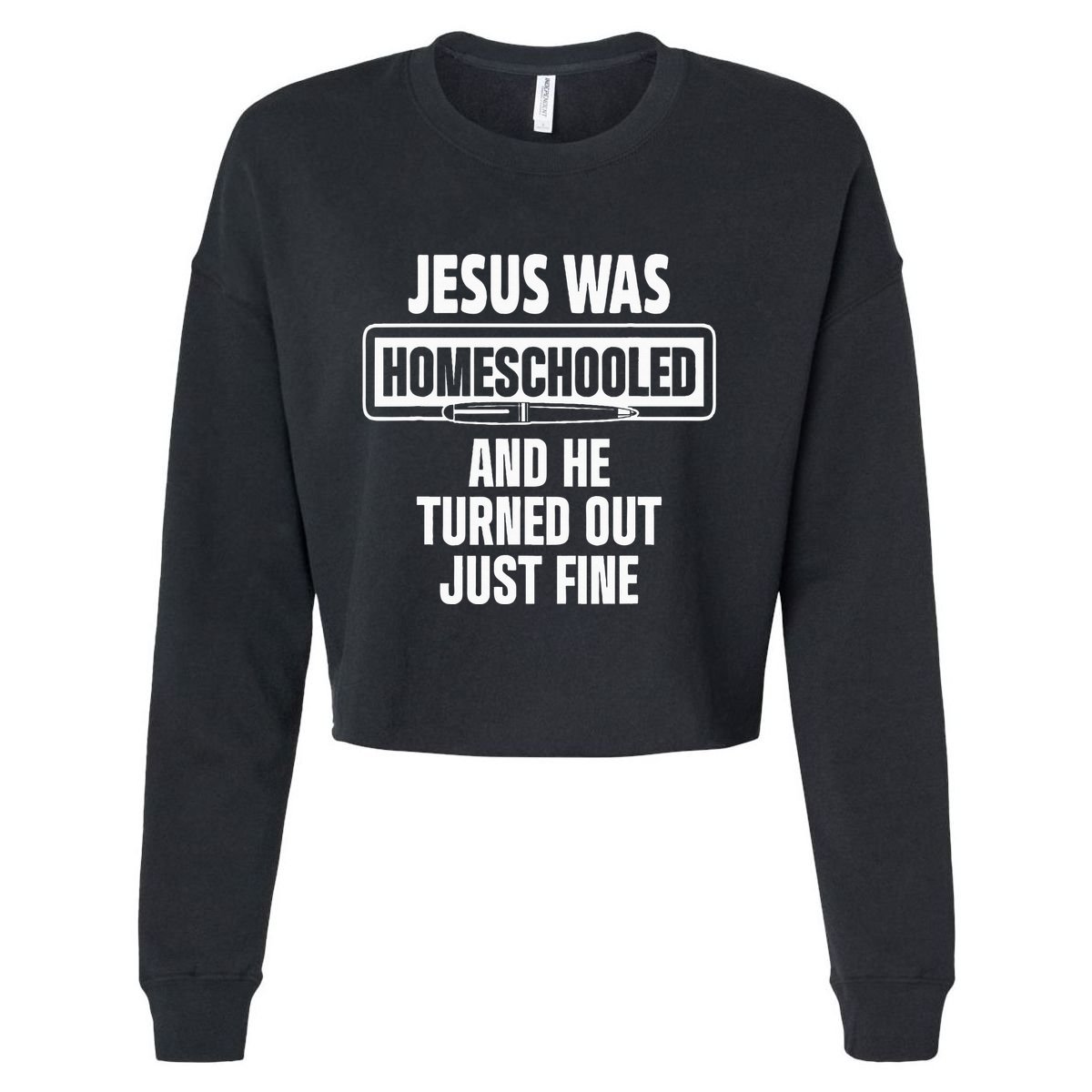 Homeschool Unschooling Jesus Homeschooled Cropped Pullover Crew