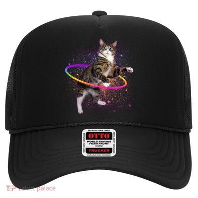 Hula Hoop Galaxy Cat High Crown Mesh Back Trucker Hat