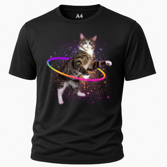 Hula Hoop Galaxy Cat Cooling Performance Crew T-Shirt