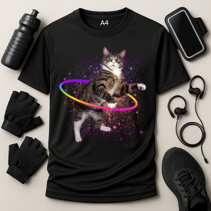 Hula Hoop Galaxy Cat Cooling Performance Crew T-Shirt