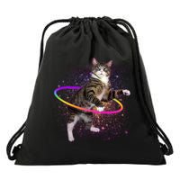 Hula Hoop Galaxy Cat Drawstring Bag