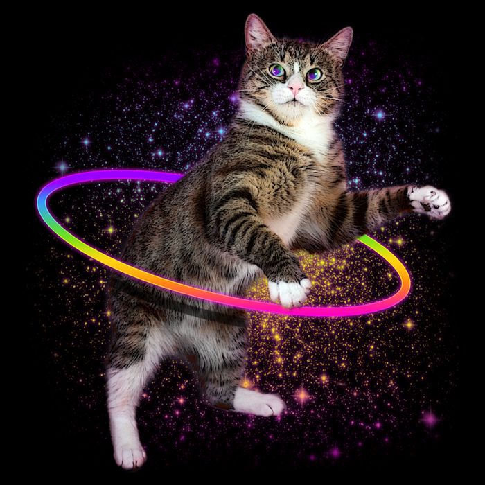 Hula Hoop Galaxy Cat Drawstring Bag