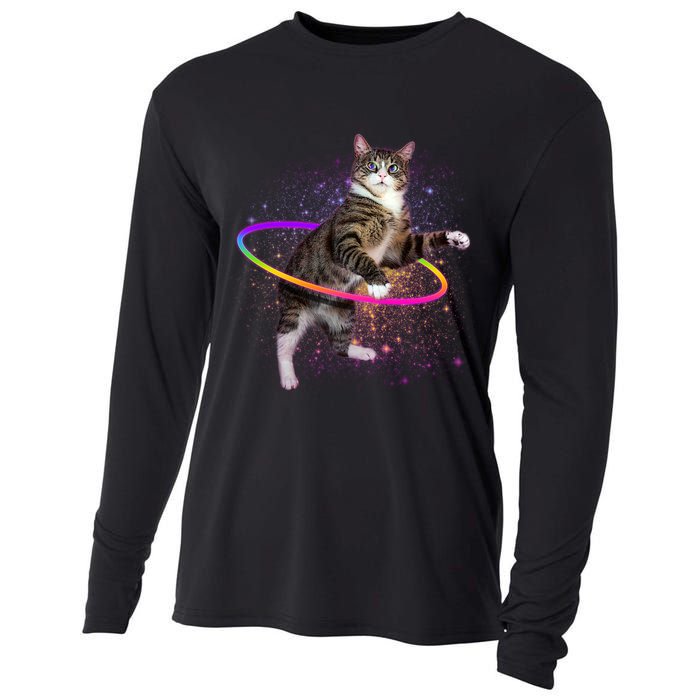 Hula Hoop Galaxy Cat Cooling Performance Long Sleeve Crew