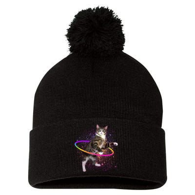 Hula Hoop Galaxy Cat Pom Pom 12in Knit Beanie
