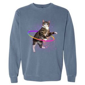 Hula Hoop Galaxy Cat Garment-Dyed Sweatshirt