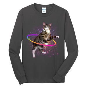 Hula Hoop Galaxy Cat Tall Long Sleeve T-Shirt