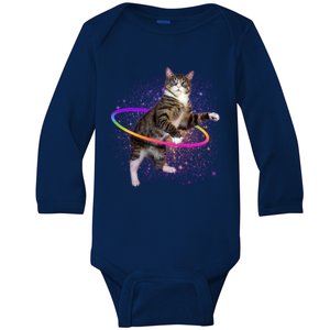 Hula Hoop Galaxy Cat Baby Long Sleeve Bodysuit