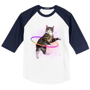 Hula Hoop Galaxy Cat Baseball Sleeve Shirt