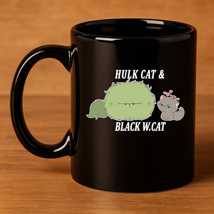 Hulk Cat Black W. Cat 11oz C Handle Ceramic Mug