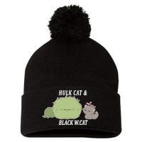 Hulk Cat Black W. Cat Pom Pom 12in Knit Beanie