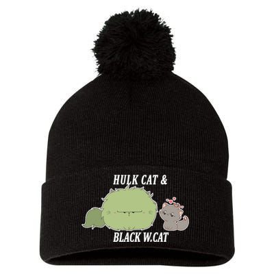 Hulk Cat Black W. Cat Pom Pom 12in Knit Beanie