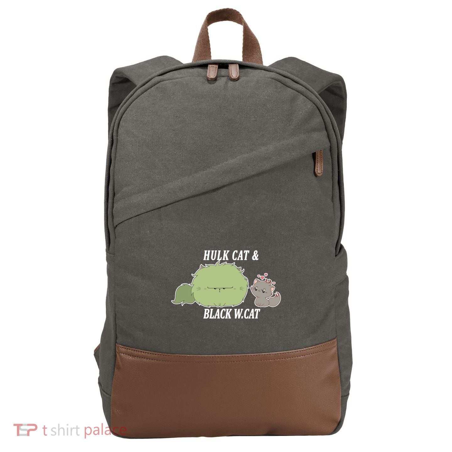 Hulk Cat Black W. Cat Cotton Canvas Backpack