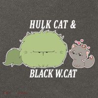 Hulk Cat Black W. Cat Cotton Canvas Backpack